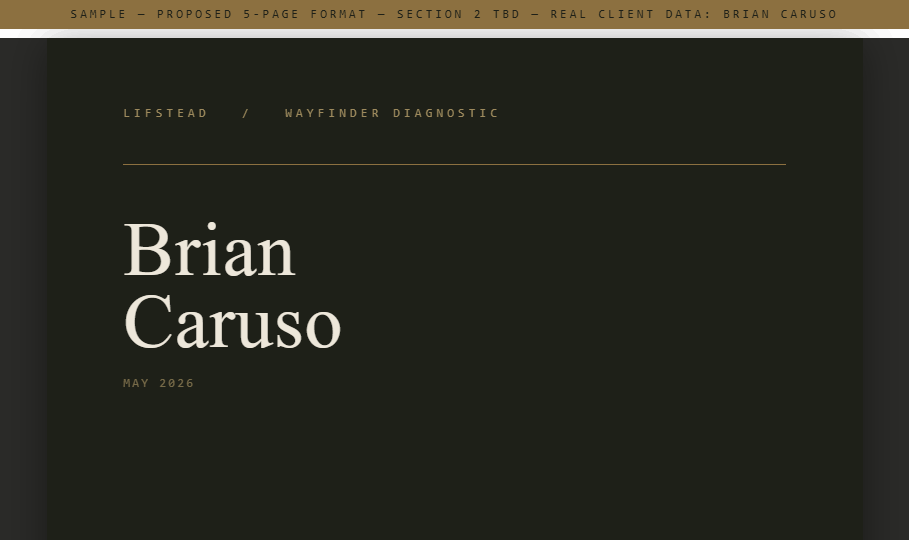 Wayfinder Diagnostic – Cover page, Brian Caruso, May 2026