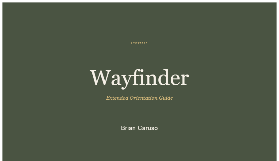 Wayfinder Extended – Report cover, Brian Caruso