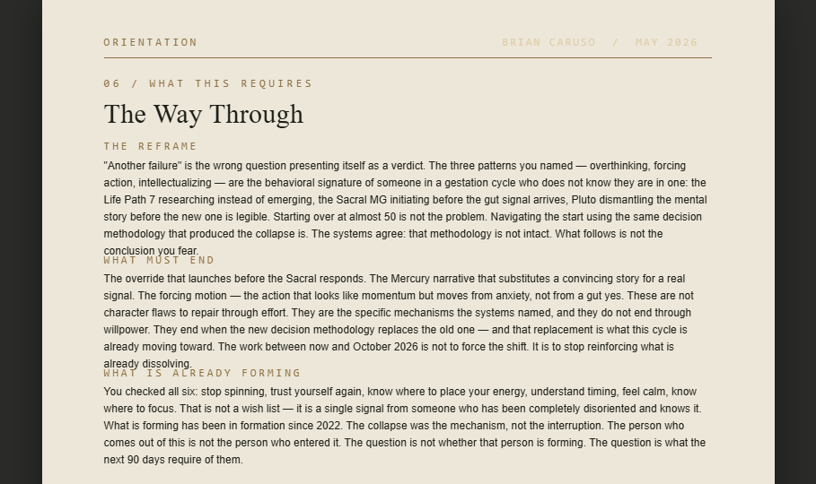 Wayfinder Diagnostic – The Way Through, orientation section
